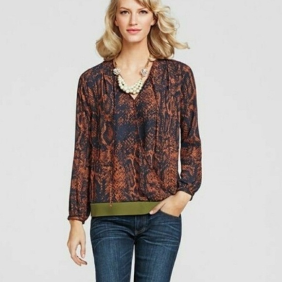 CAbi Border Wrap Snake Print Blouse - Picture 1 of 8